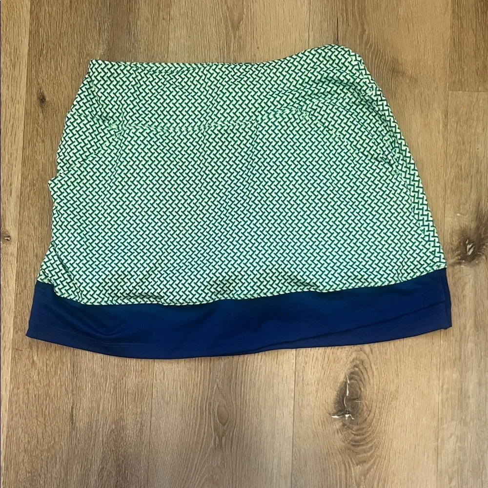 NWT Birdies & Bows Green and Navy Woven Grid Tennis Printed Women's Skort Small